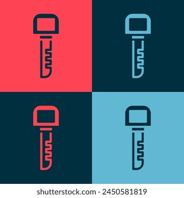 Pop art Key icon isolated on color background.  Vector Illustration