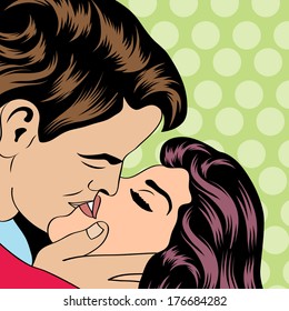 Pop Art KIssing Couple, vector format