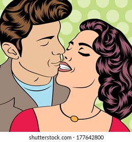 Pop Art KIssing Couple, vector format