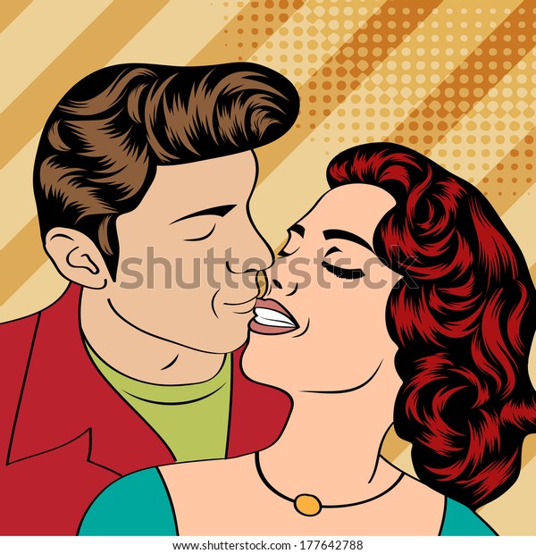 Pop Art Kissing Couple Vector Format Stock Vector Royalty Free 177642788