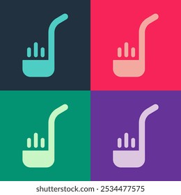 Pop art Kitchen ladle icon isolated on color background. Cooking utensil. Cutlery spoon sign.  Vector