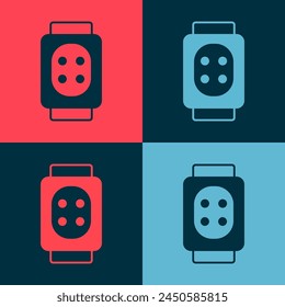 Pop art Knee pads icon isolated on color background. Extreme sport. Skateboarding, bicycle, roller skating protective gear.  Vector