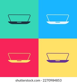 Pop art Laptop icon isolated on color background. Computer notebook with empty screen sign.  Vector
