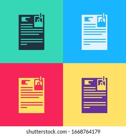 Pop art Lawsuit paper icon isolated on color background.  Vector Illustration