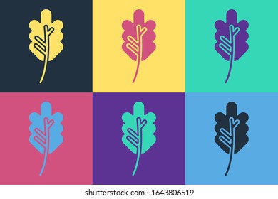 Icono Pop art Leaf aislado en fondo de color. Deja la señal. Símbolo de producto natural fresco.  Ilustración vectorial
