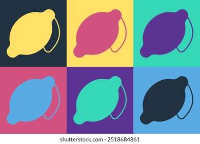 Pop art Lemon icon isolated on color background.  Vector