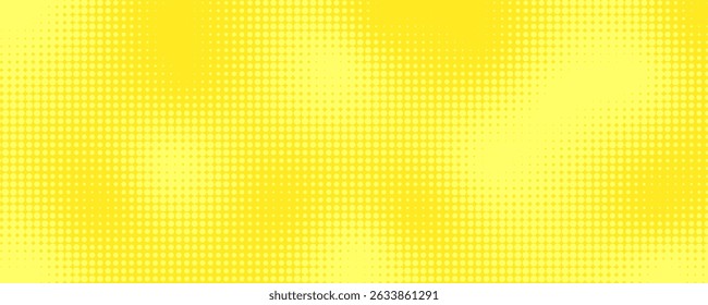 Pop art lemon yellow background with halftone patterns in comic book style, vector illustration