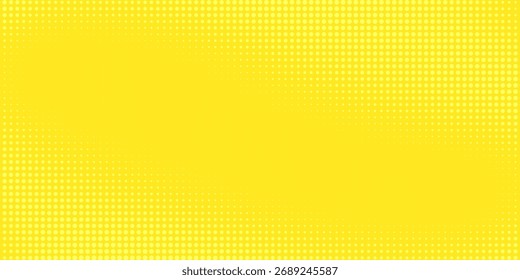 Pop art lemon yellow background with halftone patterns in comic book style, vector illustration