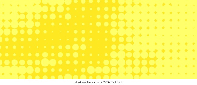 Fondo amarillo limón del arte Pop con los patrones del semitono en estilo del cómic, Ilustración vectorial