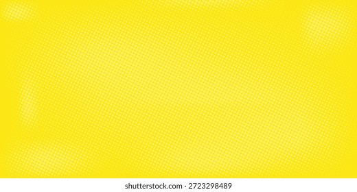 Fondo amarillo limón del arte Pop con los patrones del semitono en estilo del cómic, Vector.