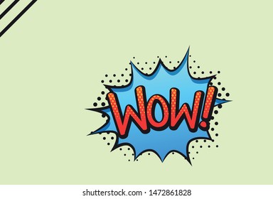 Pop art lettering WOW. Vector graphic.