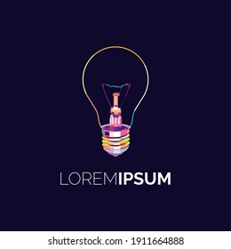 Pop art light bulb vector logo