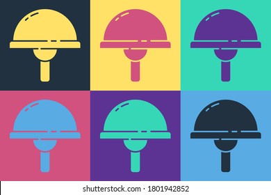 Pop-Art Leuchtdiodensymbol einzeln auf Farbhintergrund. Halbleiterdioden-elektrische Komponente  Vektorgrafik