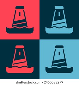Pop art Lighthouse icon isolated on color background.  Vector