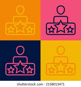Pop art line Actor star icon isolated on color background.  Vector