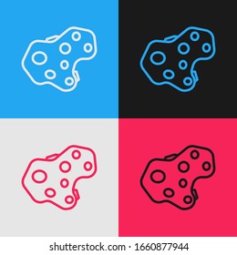 Pop art line Asteroid Symbol einzeln auf Farbhintergrund. Vektorillustration-Illustration