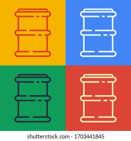 Pop art line Barrel icon isolated on color background.  Vector Illustration