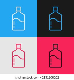 Pop art line Big bottle with clean water icon isolated on color background. Plastic container for the cooler.  Vector