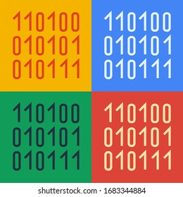 Pop art line Binary code icon isolated on color background.  Vector Illustration