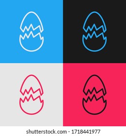 Pop art line Broken Ei Symbol einzeln auf Farbhintergrund. Frohe Ostern! Vektorgrafik