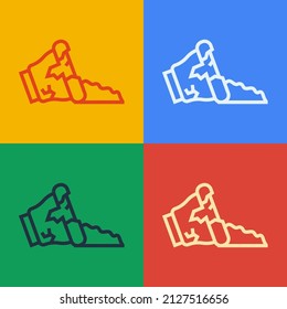 Pop art line Broken pot icon isolated on color background.  Vector