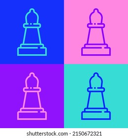 Pop art line Chess icon isolated on color background. Business strategy. Game, management, finance.  Vector