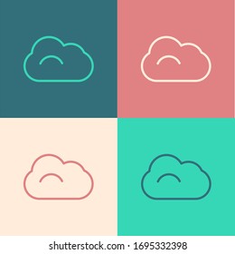 Pop art line Cloud icon isolated on color background. Vector Illustration