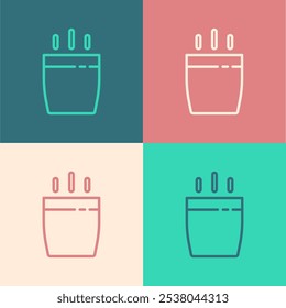 Pop art line Coffee cup icon isolated on color background. Tea cup. Hot drink coffee.  Vector