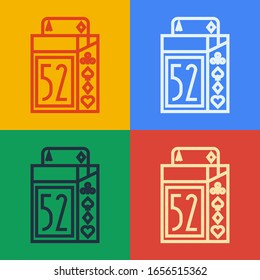 Línea de arte pop El icono de juego de cartas aislado en el fondo de color. Juegos de casino.  Ilustración vectorial