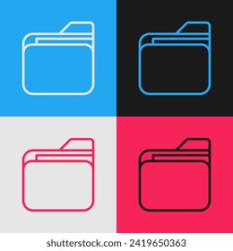 Pop Art Line Dokumentordner Symbol einzeln auf Farbhintergrund. Buchbindersymbol. Buchführung  Vektorgrafik