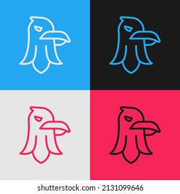 Pop art line Eagle icon isolated on color background. American Presidential symbol.  Vector