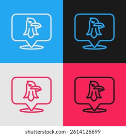 Pop art line Eagle icon isolated on color background. American Presidential symbol.  Vector