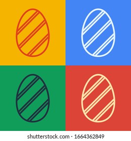 Línea de arte pop Icono de huevo de Pascua aislado en fondo de color. Feliz Pascua. Ilustración vectorial