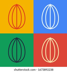 Línea de arte pop Icono de huevo de Pascua aislado en fondo de color. Feliz Pascua.  Ilustración vectorial
