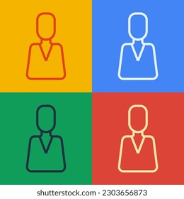 Pop art line Employee icon isolated on color background. Head hunting. Business target or Employment. Human resource and recruitment for business.  Vector