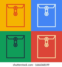 Icono de envolvente de línea de arte pop aislado en fondo de color. Símbolo de carta de mensaje de correo electrónico. Ilustración vectorial
