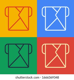 Pop art line Umschlag Symbol einzeln auf Farbhintergrund. E-Mail-Nachrichtenbriefsymbol. Vektorillustration-Illustration