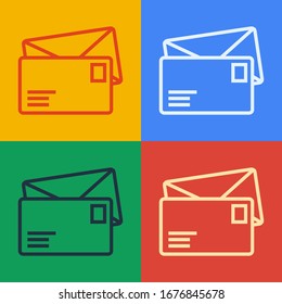Icono de envolvente de línea de arte pop aislado en fondo de color. Símbolo de carta de mensaje de correo electrónico.  Ilustración vectorial