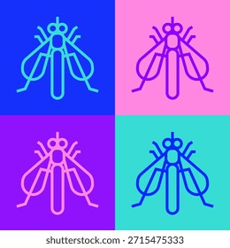 Pop art line Experimental insect icon isolated on color background.  Vector