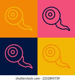 Pop art line Eye icon isolated on color background. Happy Halloween party.  Vector