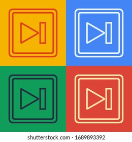 Línea de arte emergente Icono de avance rápido aislado en fondo de color. Ilustración vectorial