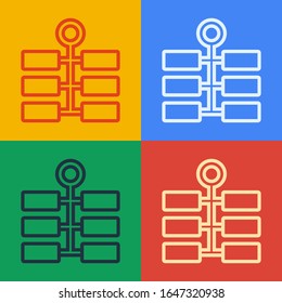Pop art line Firework icon isolated on color background. Concept of fun party. Explosive pyrotechnic symbol.  Vector Illustration
