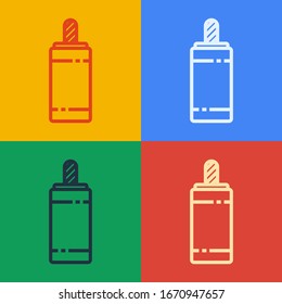 Pop art line Firework icon isolated on color background. Concept of fun party. Explosive pyrotechnic symbol.  Vector Illustration