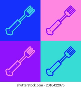 Pop art line Fork icon isolated on color background. Cutlery symbol.  Vector