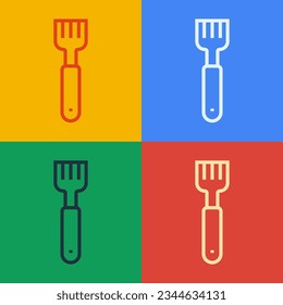 Pop art line Fork Symbol einzeln auf Farbhintergrund. Farbensymbol.  Vektorgrafik