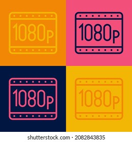 Pop art line Full HD 1080p icon isolated on color background.  Vector