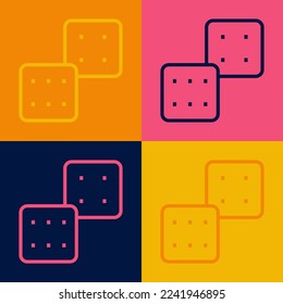Pop art line Game dice icon isolated on color background. Casino gambling.  Vector
