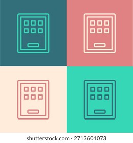 Icono gráfico de la tableta de la línea del arte del Pop aislado en fondo del color.  Vector