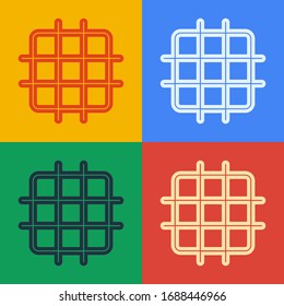 Pop art line Gittergraphen-Symbol einzeln auf Farbhintergrund. Vektorillustration-Illustration
