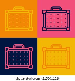Pop art line Guitar amplifier icon isolated on color background. Musical instrument.  Vector